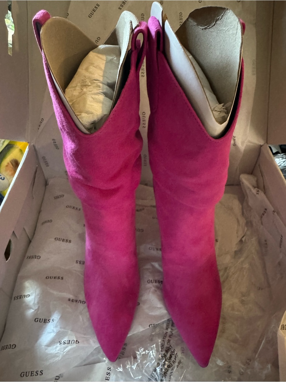 Guess Women's Benisa Pointy Toe Western Heeled Scrunch Booties